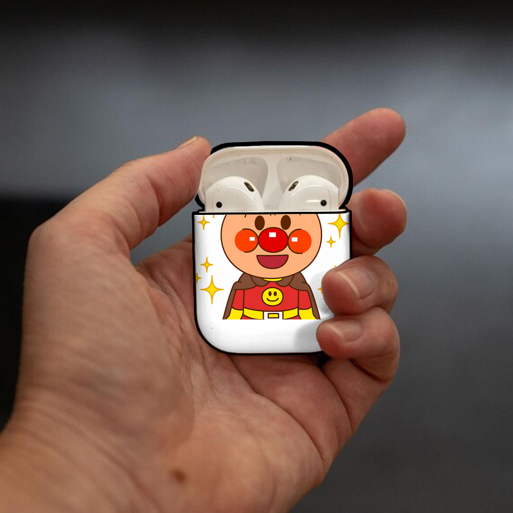 アンパンマン Anpanman AirPods 第2世代保護ケース ハードシェル ブラック 耐衝撃・防指紋・カラビナ付き