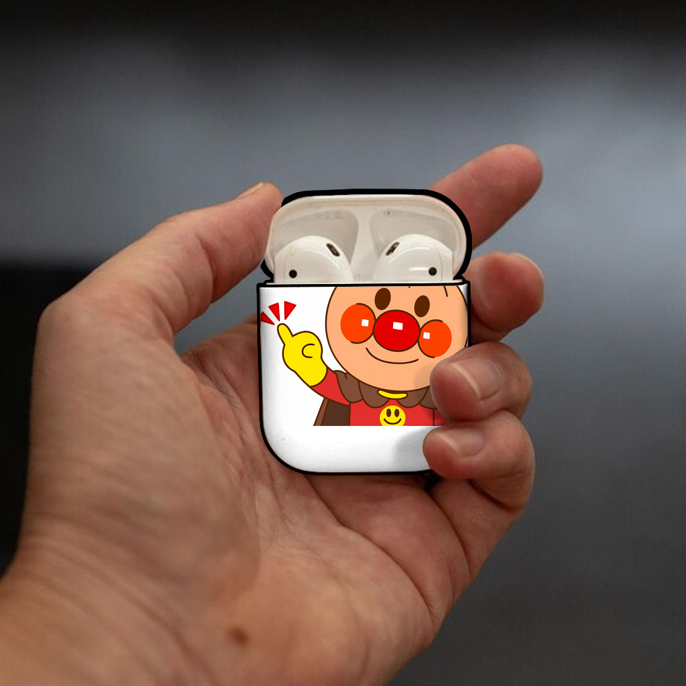 アンパンマン Anpanman AirPods 第2世代保護ケース ハードシェル ブラック 耐衝撃・防指紋・カラビナ付き