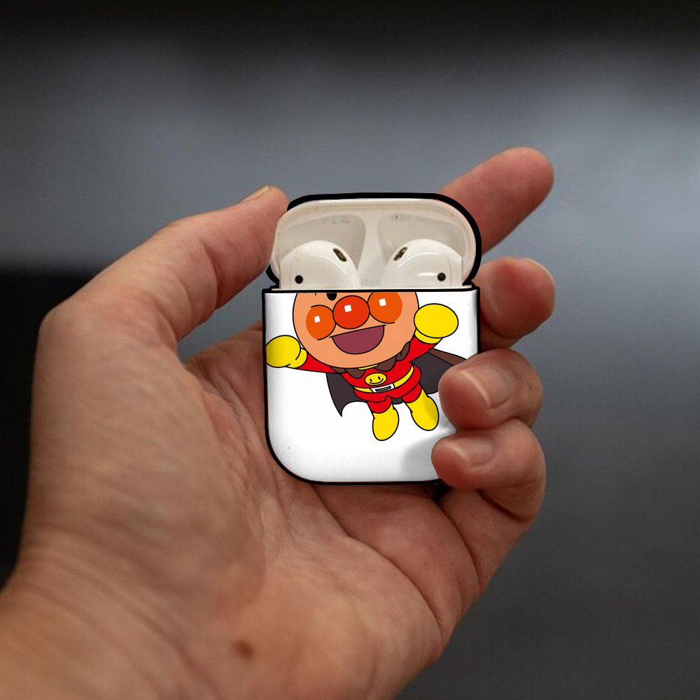 アンパンマン Anpanman AirPods 第2世代保護ケース ハードシェル ブラック 耐衝撃・防指紋・カラビナ付き