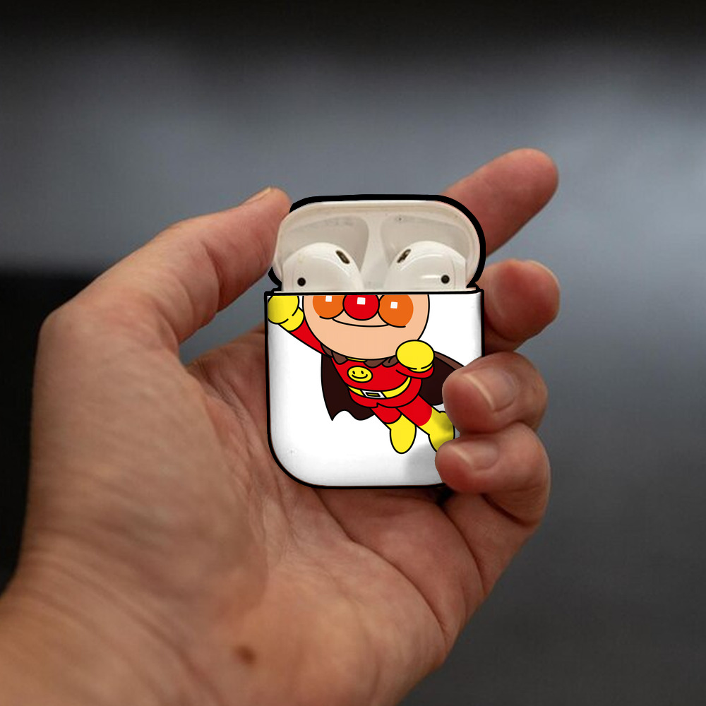 アンパンマン Anpanman AirPods 第2世代保護ケース ハードシェル ブラック 耐衝撃・防指紋・カラビナ付き