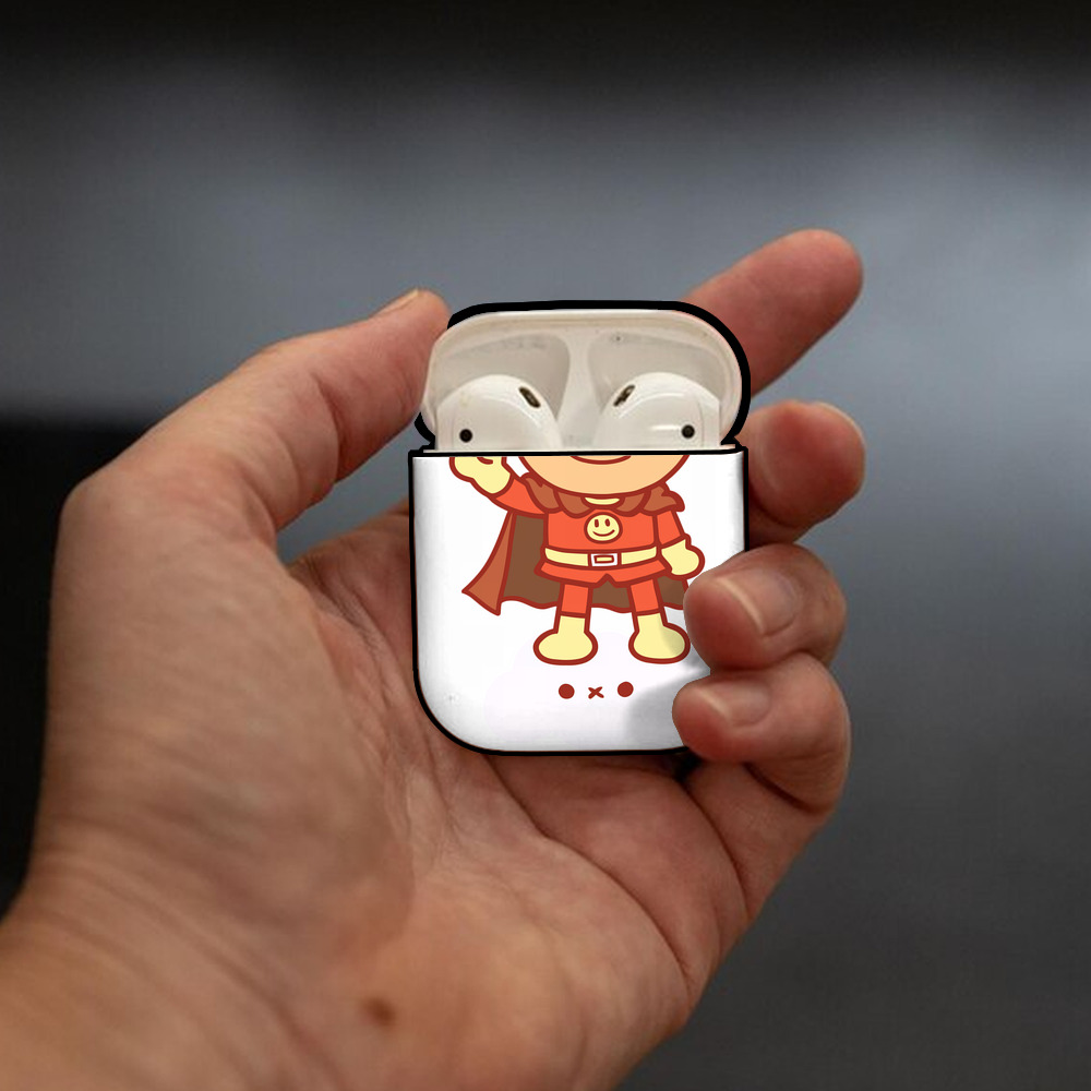 アンパンマン Anpanman AirPods 第2世代保護ケース ハードシェル ブラック 耐衝撃・防指紋・カラビナ付き