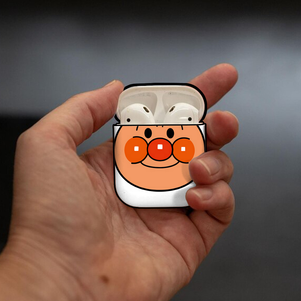 アンパンマン Anpanman AirPods 第2世代保護ケース ハードシェル ブラック 耐衝撃・防指紋・カラビナ付き