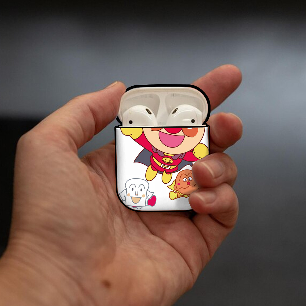 アンパンマン Anpanman AirPods 第2世代保護ケース ハードシェル ブラック 耐衝撃・防指紋・カラビナ付き