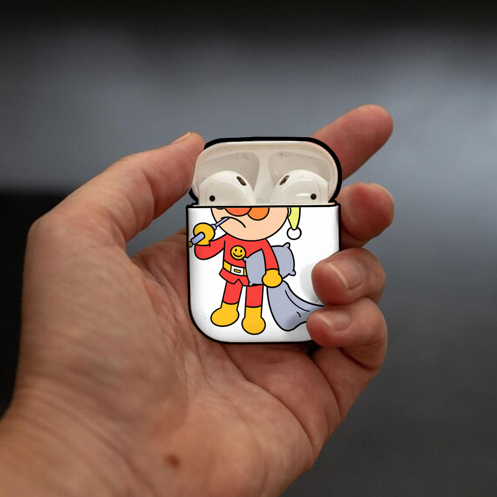 アンパンマン Anpanman AirPods 第2世代保護ケース ハードシェル ブラック 耐衝撃・防指紋・カラビナ付き