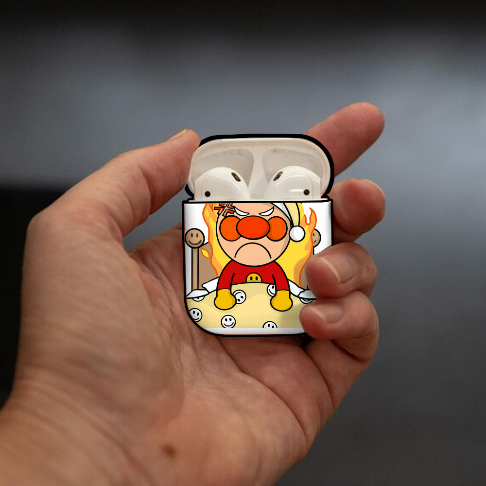 アンパンマン Anpanman AirPods 第2世代保護ケース ハードシェル ブラック 耐衝撃・防指紋・カラビナ付き