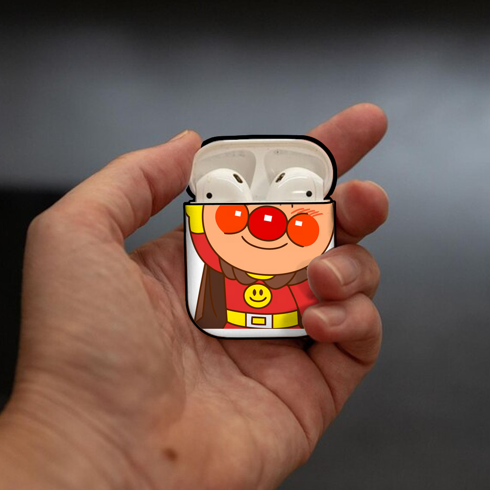 アンパンマン Anpanman AirPods 第2世代保護ケース ハードシェル ブラック 耐衝撃・防指紋・カラビナ付き