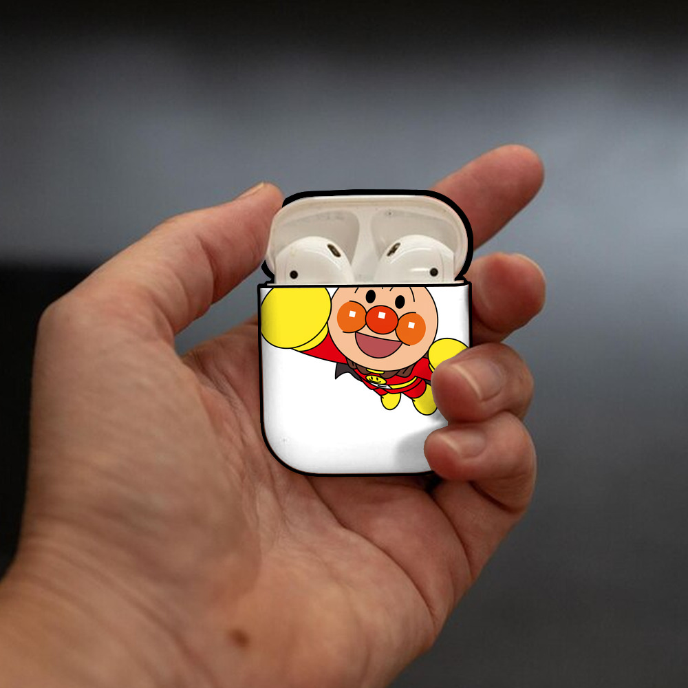 アンパンマン Anpanman AirPods 第2世代保護ケース ハードシェル ブラック 耐衝撃・防指紋・カラビナ付き