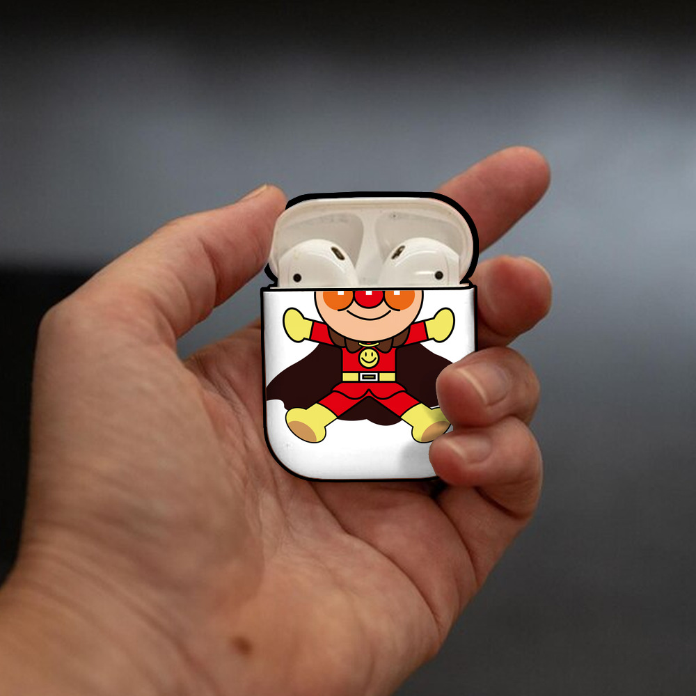 アンパンマン Anpanman AirPods 第2世代保護ケース ハードシェル ブラック 耐衝撃・防指紋・カラビナ付き