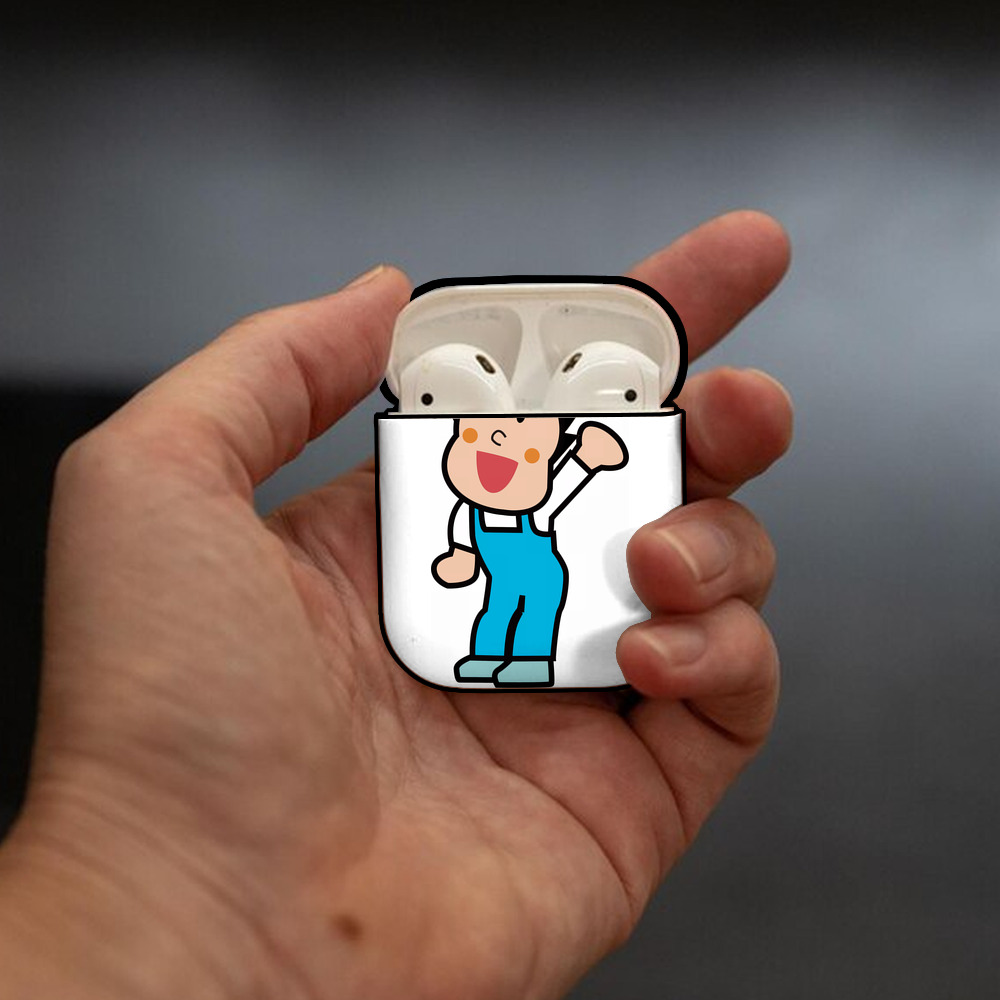 アンパンマン Anpanman AirPods 第2世代保護ケース ハードシェル ブラック 耐衝撃・防指紋・カラビナ付き