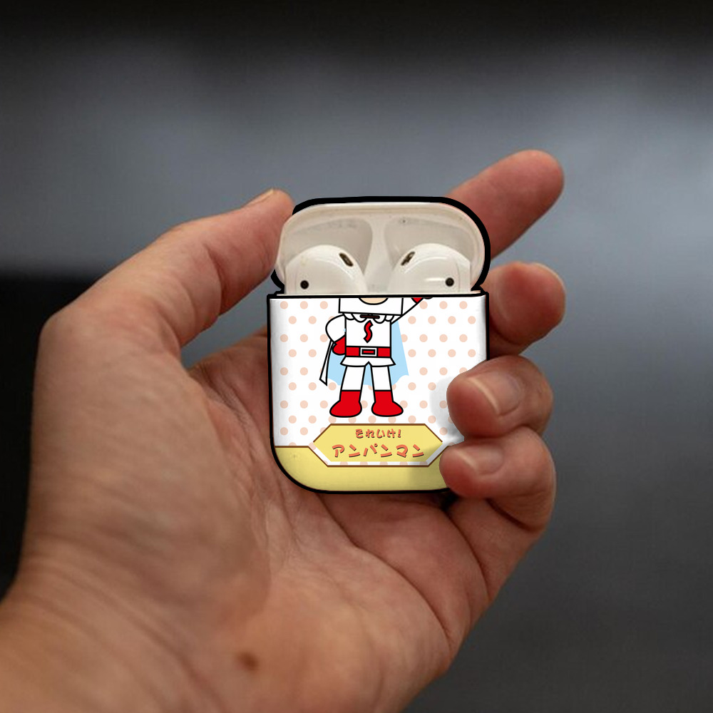 アンパンマン Anpanman AirPods 第2世代保護ケース ハードシェル ブラック 耐衝撃・防指紋・カラビナ付き