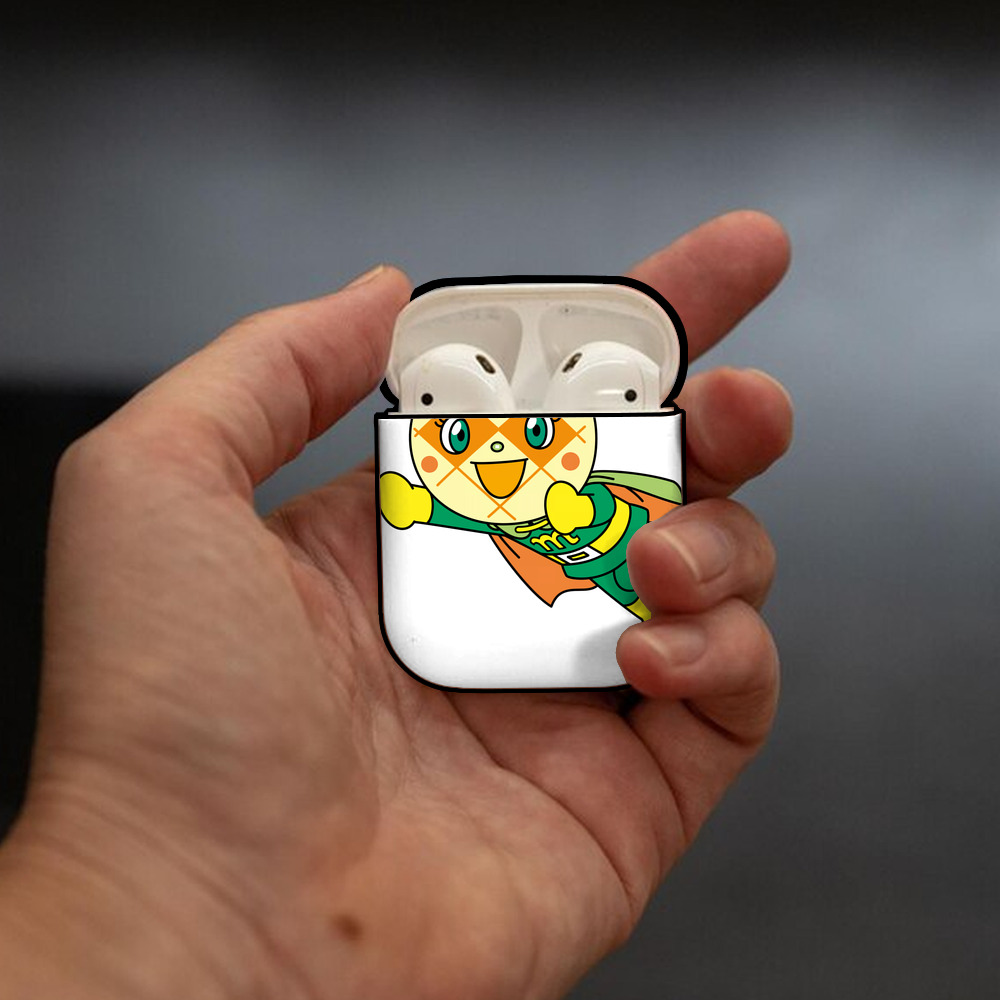 アンパンマン Anpanman AirPods 第2世代保護ケース ハードシェル ブラック 耐衝撃・防指紋・カラビナ付き
