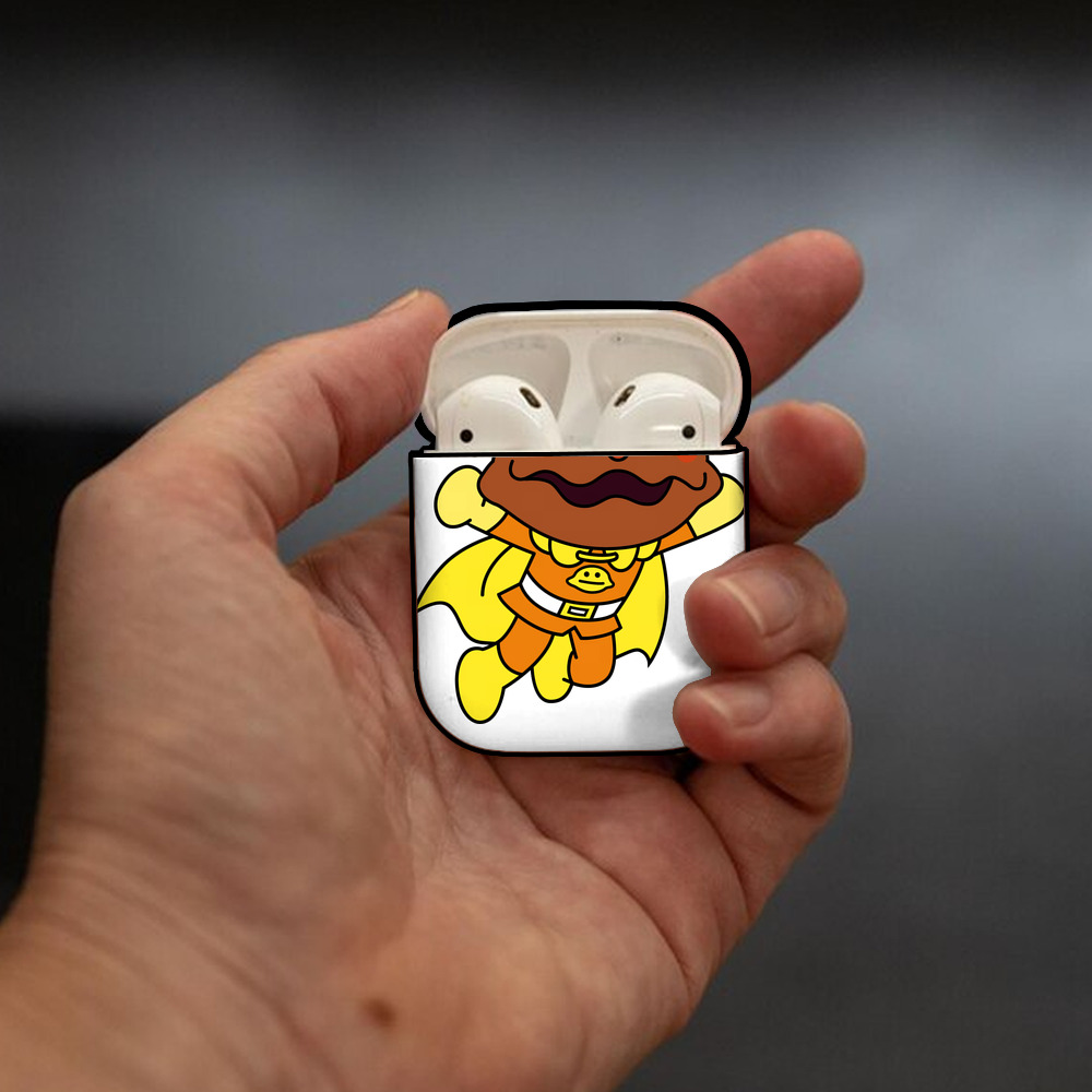 アンパンマン Anpanman AirPods 第2世代保護ケース ハードシェル ブラック 耐衝撃・防指紋・カラビナ付き