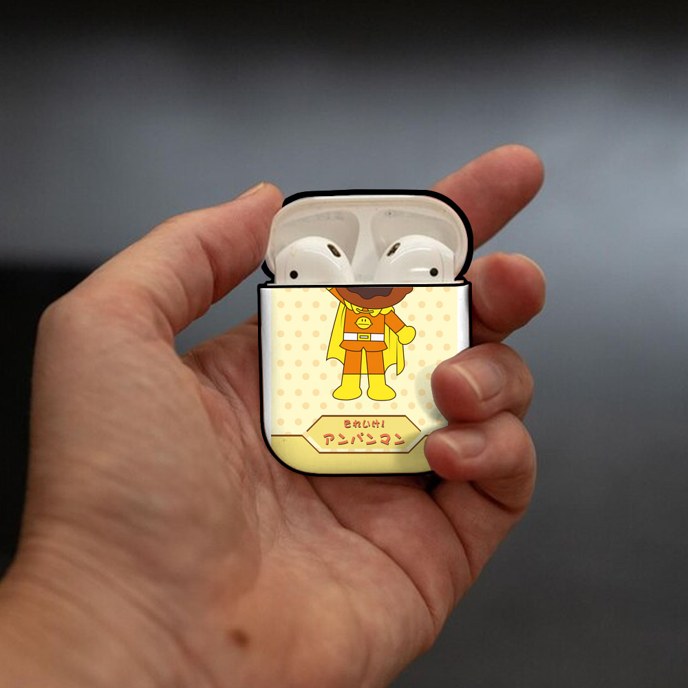 アンパンマン Anpanman AirPods 第2世代保護ケース ハードシェル ブラック 耐衝撃・防指紋・カラビナ付き