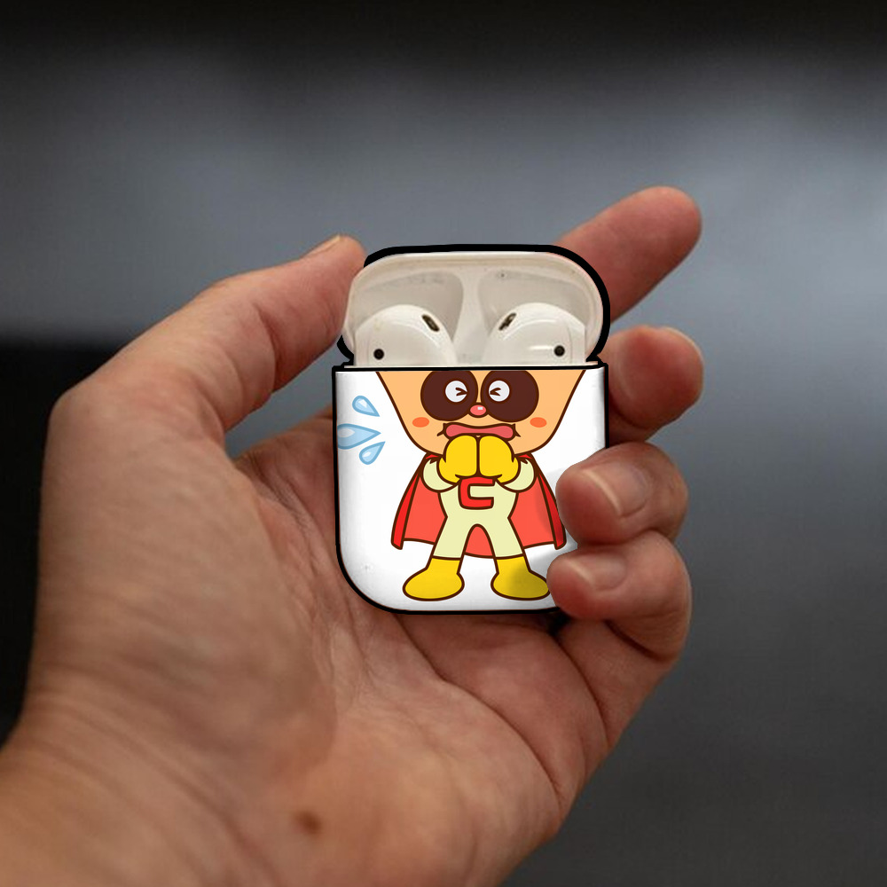 アンパンマン Anpanman AirPods 第2世代保護ケース ハードシェル ブラック 耐衝撃・防指紋・カラビナ付き