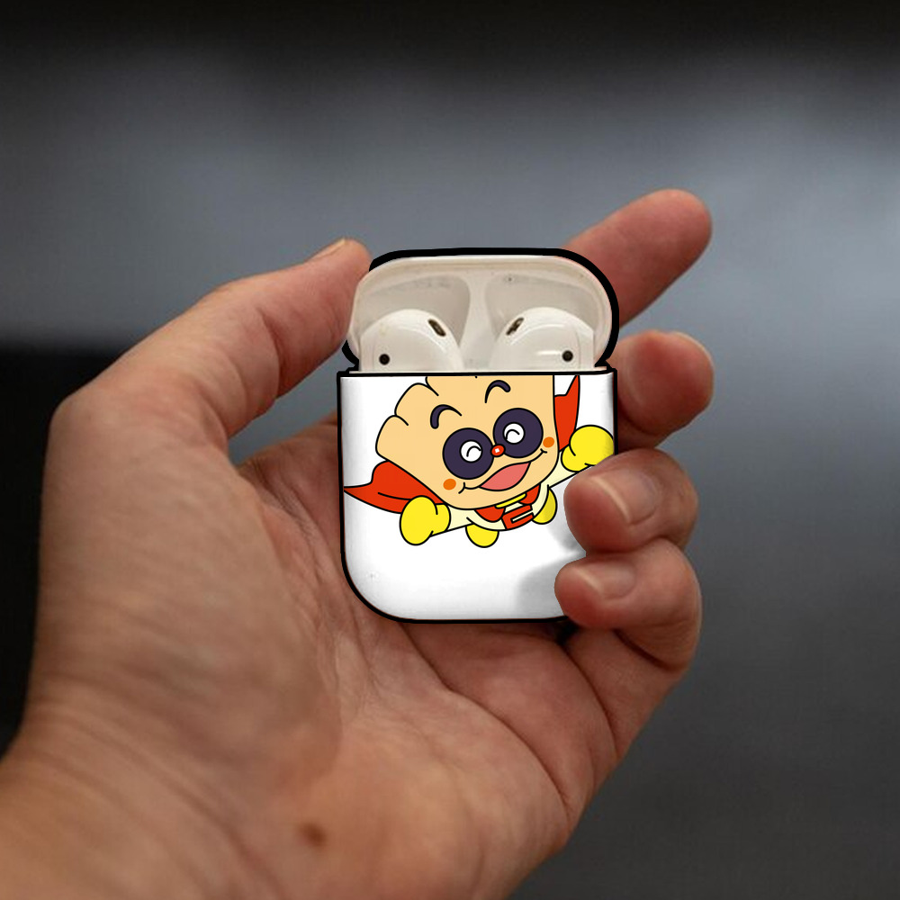 アンパンマン Anpanman AirPods 第2世代保護ケース ハードシェル ブラック 耐衝撃・防指紋・カラビナ付き