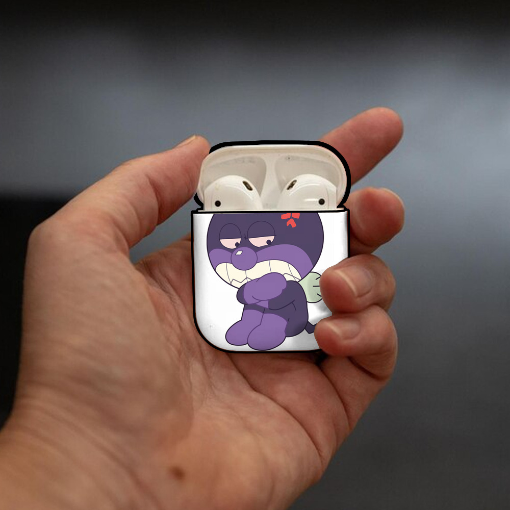 アンパンマン Anpanman AirPods 第2世代保護ケース ハードシェル ブラック 耐衝撃・防指紋・カラビナ付き