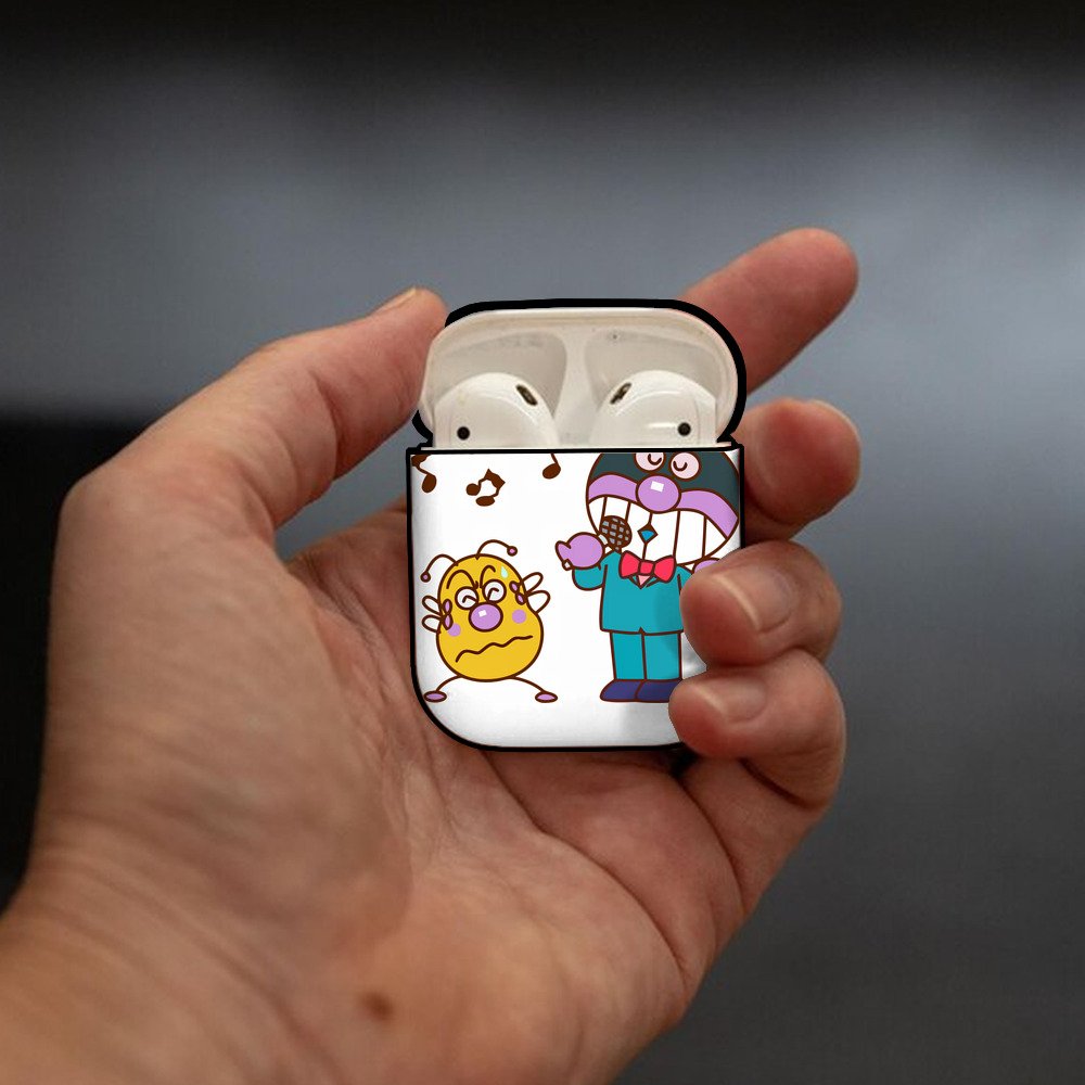 アンパンマン Anpanman AirPods 第2世代保護ケース ハードシェル ブラック 耐衝撃・防指紋・カラビナ付き