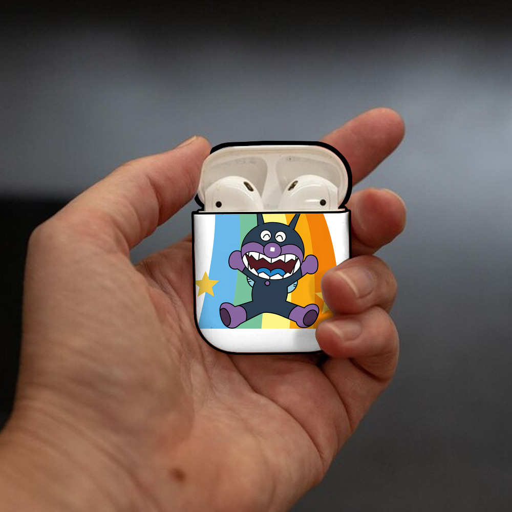 アンパンマン Anpanman AirPods 第2世代保護ケース ハードシェル ブラック 耐衝撃・防指紋・カラビナ付き
