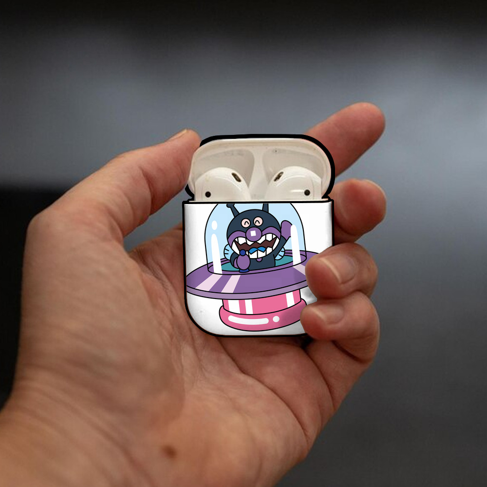 アンパンマン Anpanman AirPods 第2世代保護ケース ハードシェル ブラック 耐衝撃・防指紋・カラビナ付き