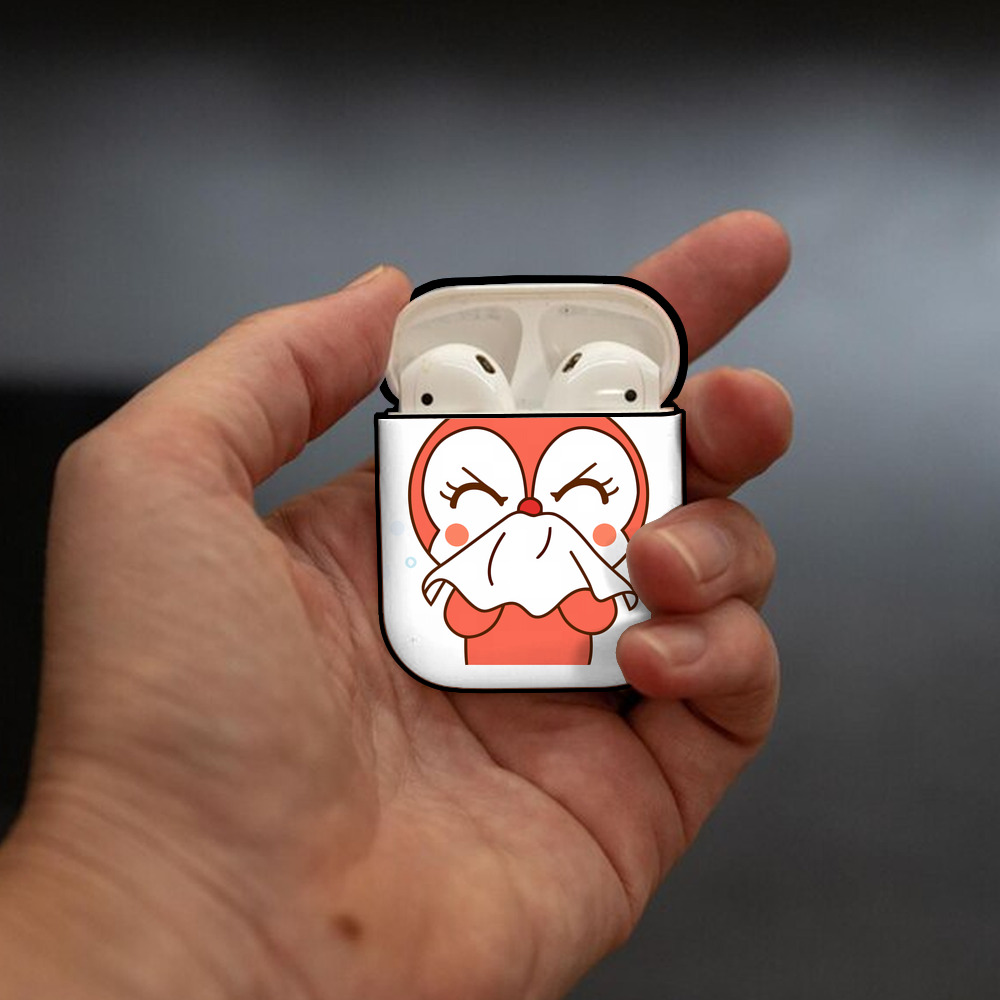 アンパンマン Anpanman AirPods 第2世代保護ケース ハードシェル ブラック 耐衝撃・防指紋・カラビナ付き
