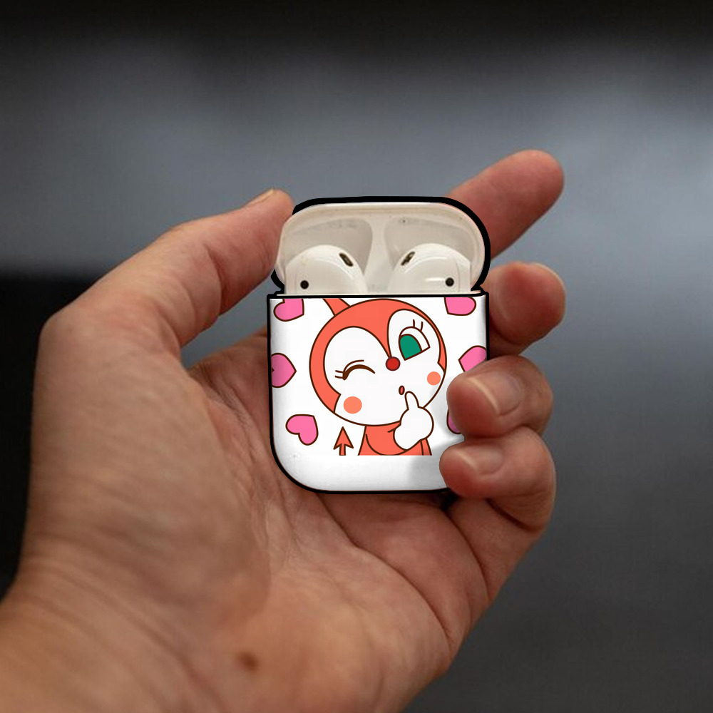 アンパンマン Anpanman AirPods 第2世代保護ケース ハードシェル ブラック 耐衝撃・防指紋・カラビナ付き