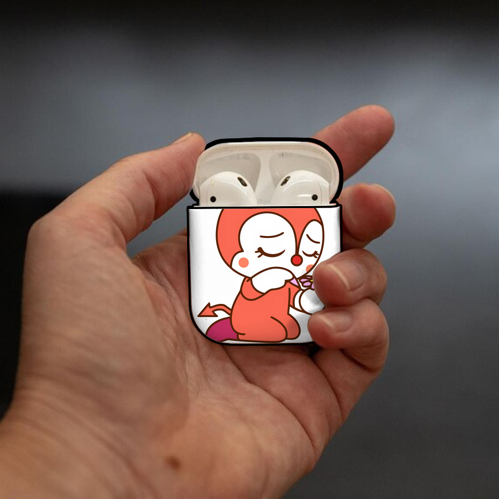 アンパンマン Anpanman AirPods 第2世代保護ケース ハードシェル ブラック 耐衝撃・防指紋・カラビナ付き