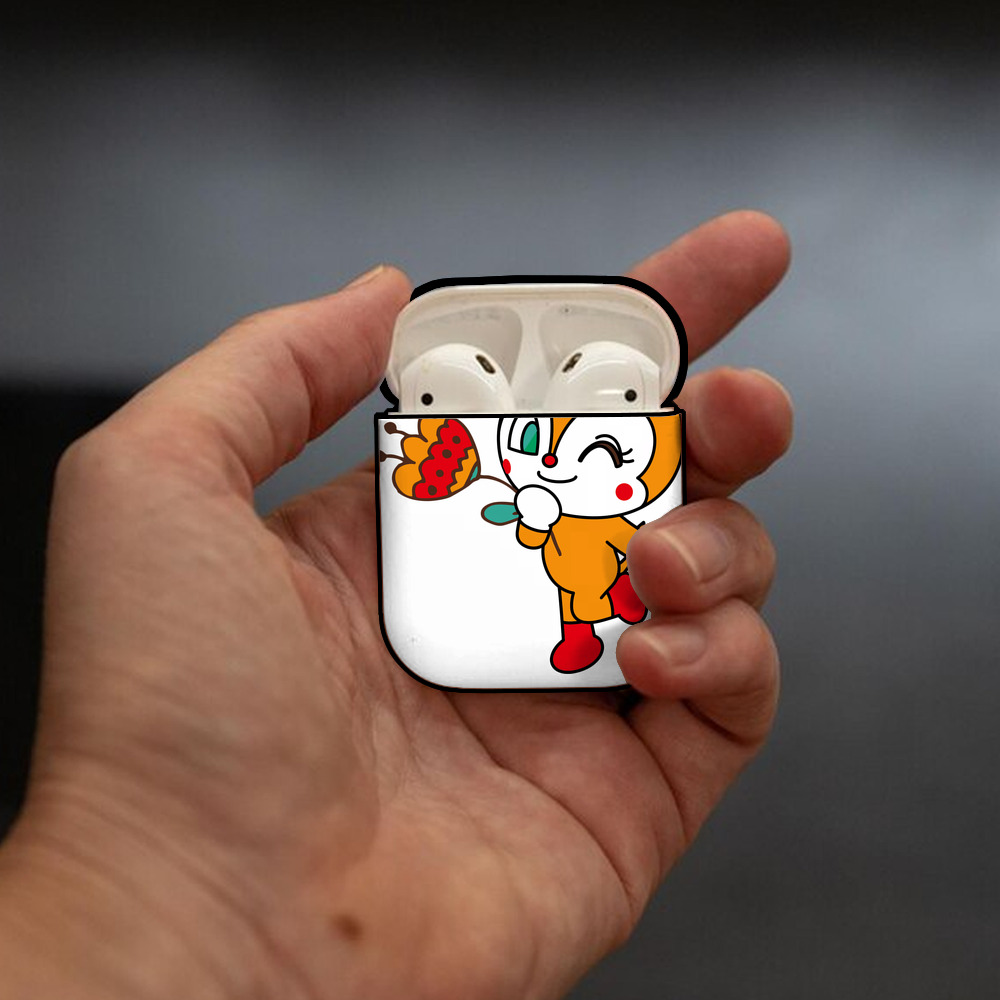 アンパンマン Anpanman AirPods 第2世代保護ケース ハードシェル ブラック 耐衝撃・防指紋・カラビナ付き