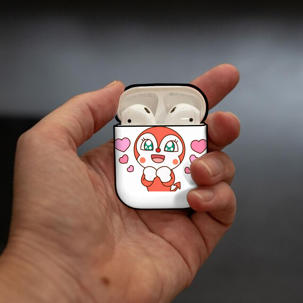 アンパンマン Anpanman AirPods 第2世代保護ケース ハードシェル ブラック 耐衝撃・防指紋・カラビナ付き