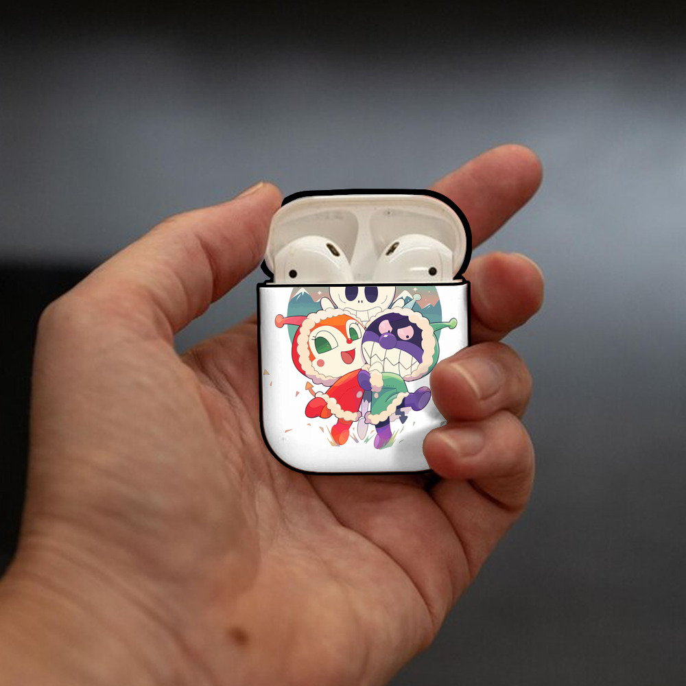 アンパンマン Anpanman AirPods 第2世代保護ケース ハードシェル ブラック 耐衝撃・防指紋・カラビナ付き