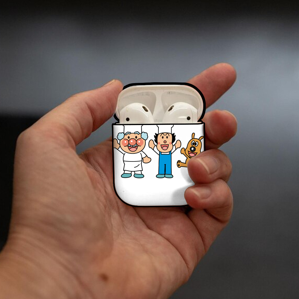 アンパンマン Anpanman AirPods 第2世代保護ケース ハードシェル ブラック 耐衝撃・防指紋・カラビナ付き