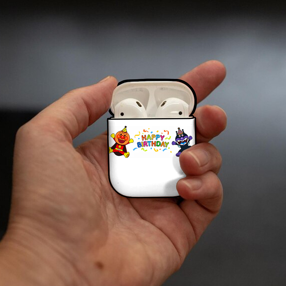 アンパンマン Anpanman AirPods 第2世代保護ケース ハードシェル ブラック 耐衝撃・防指紋・カラビナ付き