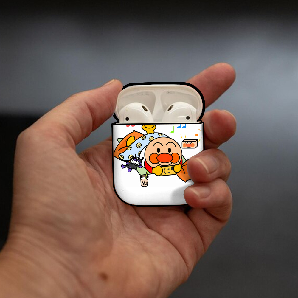 アンパンマン Anpanman AirPods 第2世代保護ケース ハードシェル ブラック 耐衝撃・防指紋・カラビナ付き