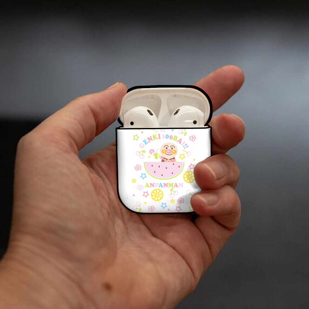 アンパンマン Anpanman AirPods 第2世代保護ケース ハードシェル ブラック 耐衝撃・防指紋・カラビナ付き