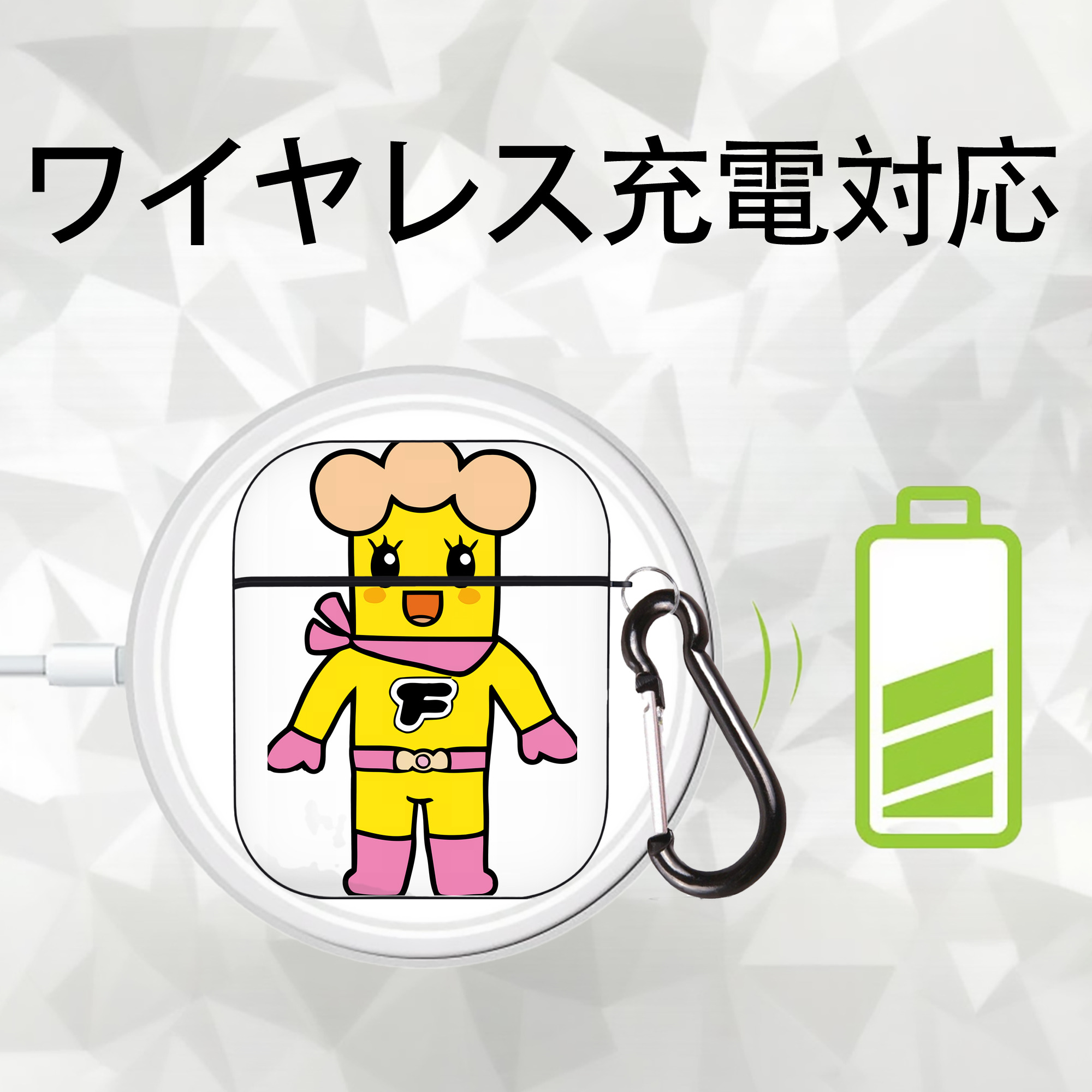 アンパンマン Anpanman AirPods 第2世代保護ケース ハードシェル ブラック 耐衝撃・防指紋・カラビナ付き