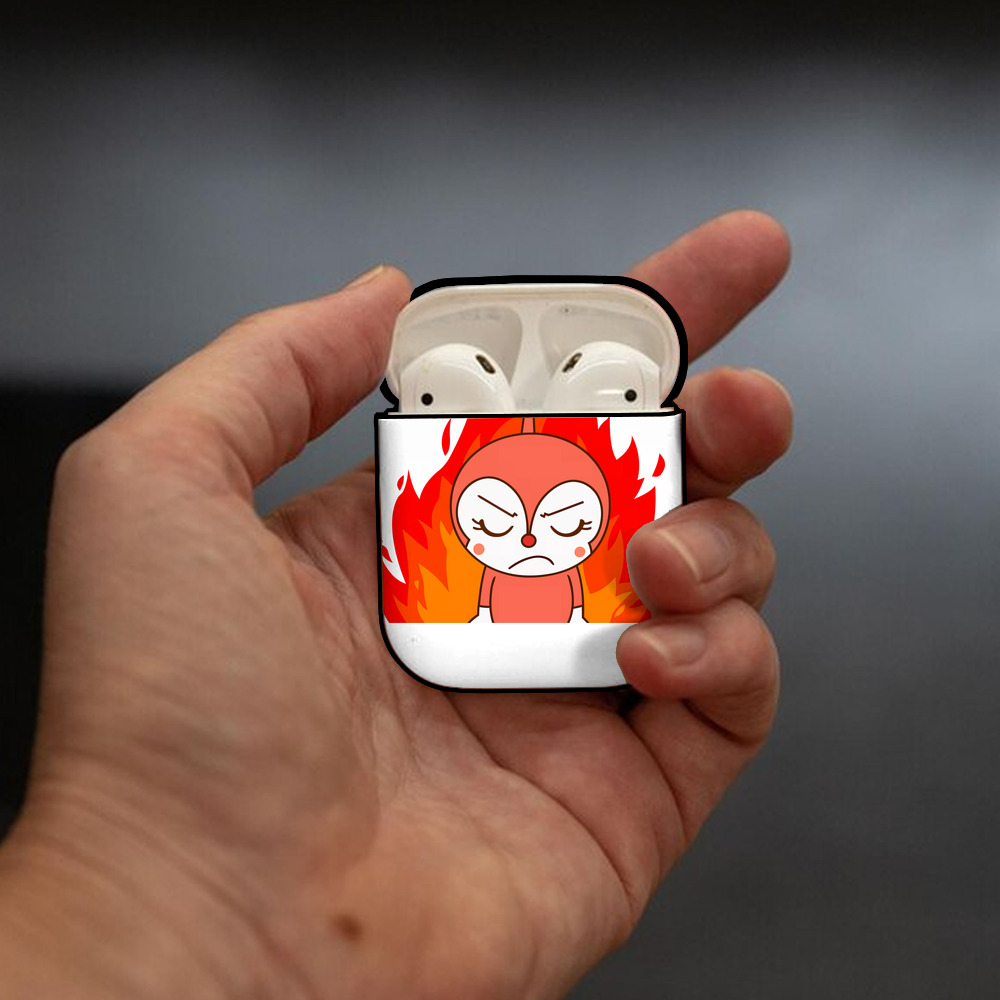 アンパンマン Anpanman AirPods 第2世代保護ケース ハードシェル ブラック 耐衝撃・防指紋・カラビナ付き