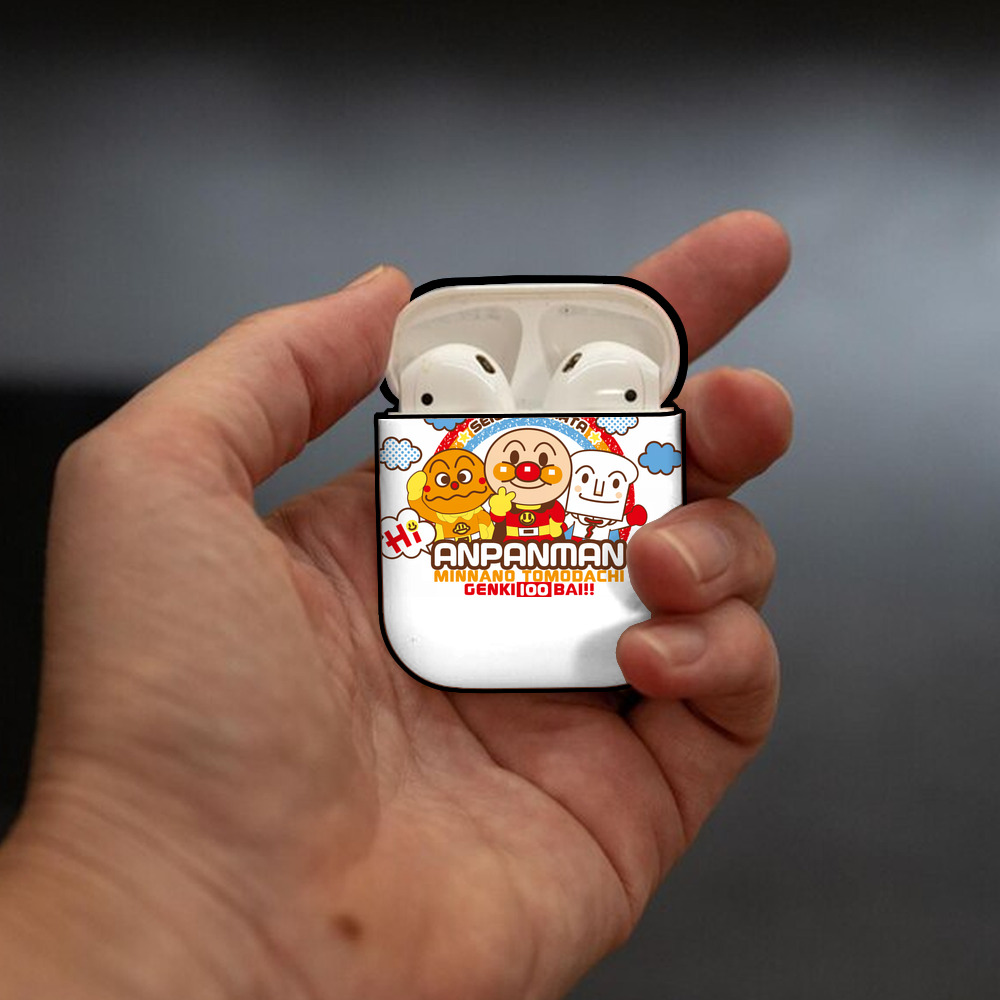 アンパンマン Anpanman AirPods 第2世代保護ケース ハードシェル ブラック 耐衝撃・防指紋・カラビナ付き