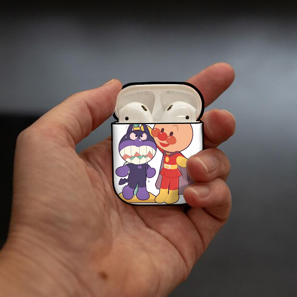 アンパンマン Anpanman AirPods 第2世代保護ケース ハードシェル ブラック 耐衝撃・防指紋・カラビナ付き