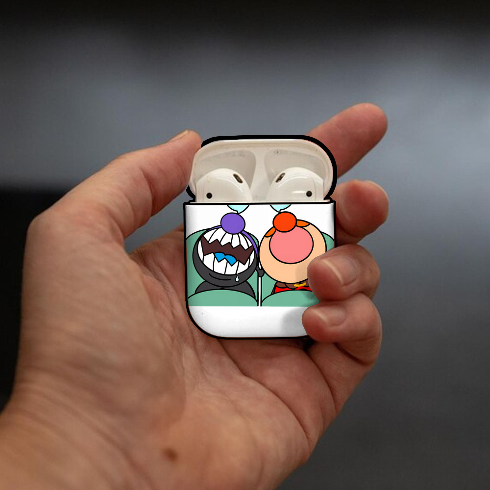 アンパンマン Anpanman AirPods 第2世代保護ケース ハードシェル ブラック 耐衝撃・防指紋・カラビナ付き