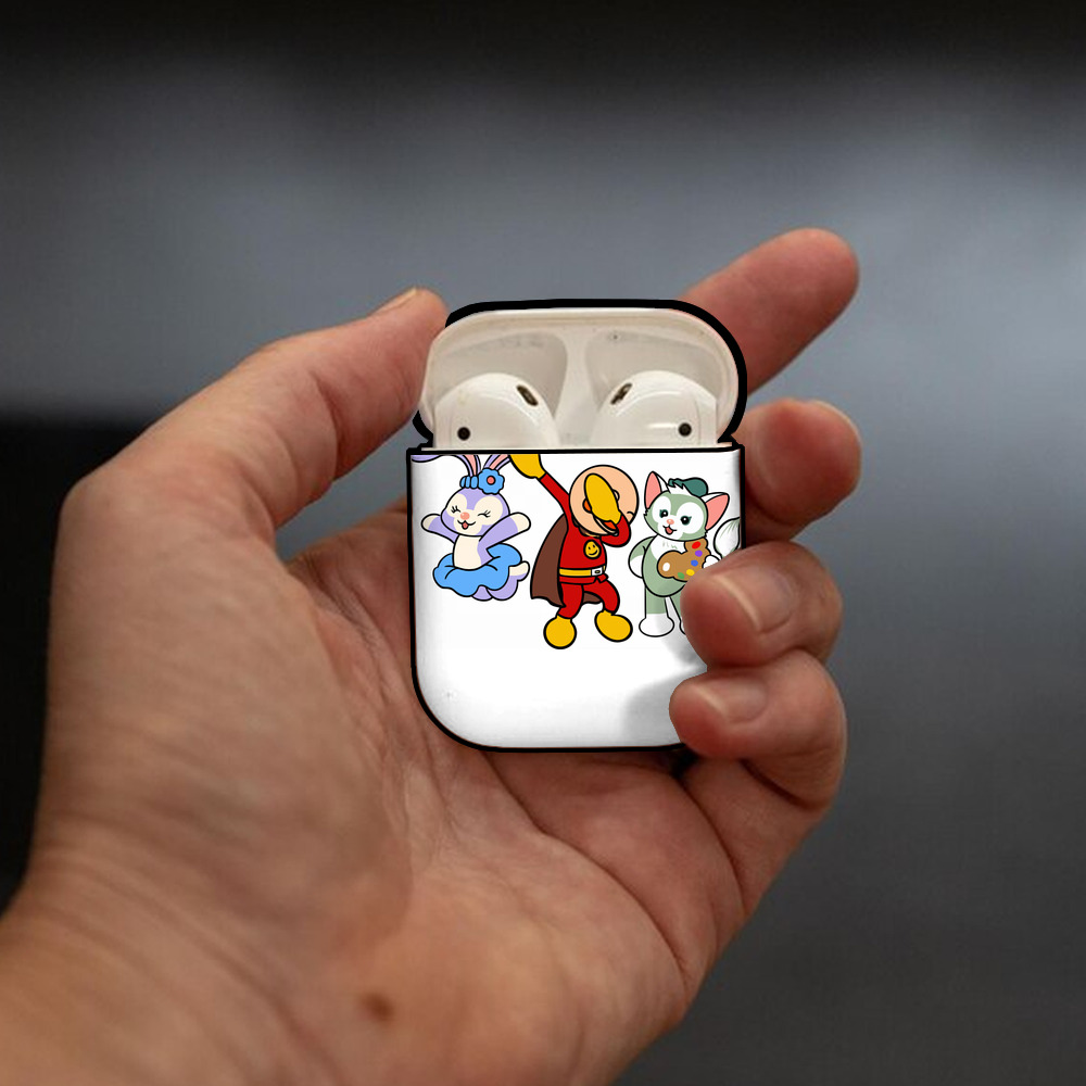 アンパンマン Anpanman AirPods 第2世代保護ケース ハードシェル ブラック 耐衝撃・防指紋・カラビナ付き