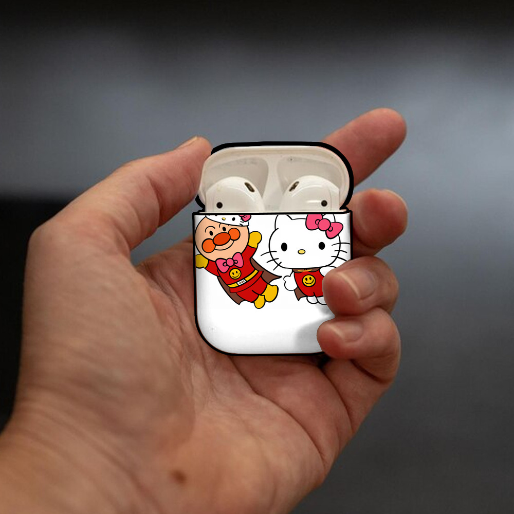 アンパンマン Anpanman AirPods 第2世代保護ケース ハードシェル ブラック 耐衝撃・防指紋・カラビナ付き