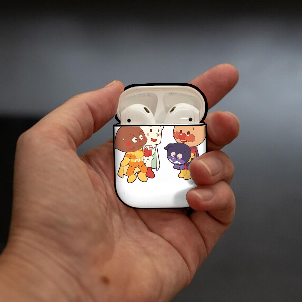 アンパンマン Anpanman AirPods 第2世代保護ケース ハードシェル ブラック 耐衝撃・防指紋・カラビナ付き