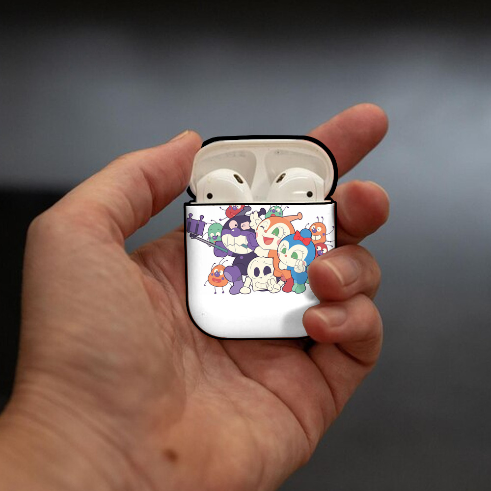 アンパンマン Anpanman AirPods 第2世代保護ケース ハードシェル ブラック 耐衝撃・防指紋・カラビナ付き