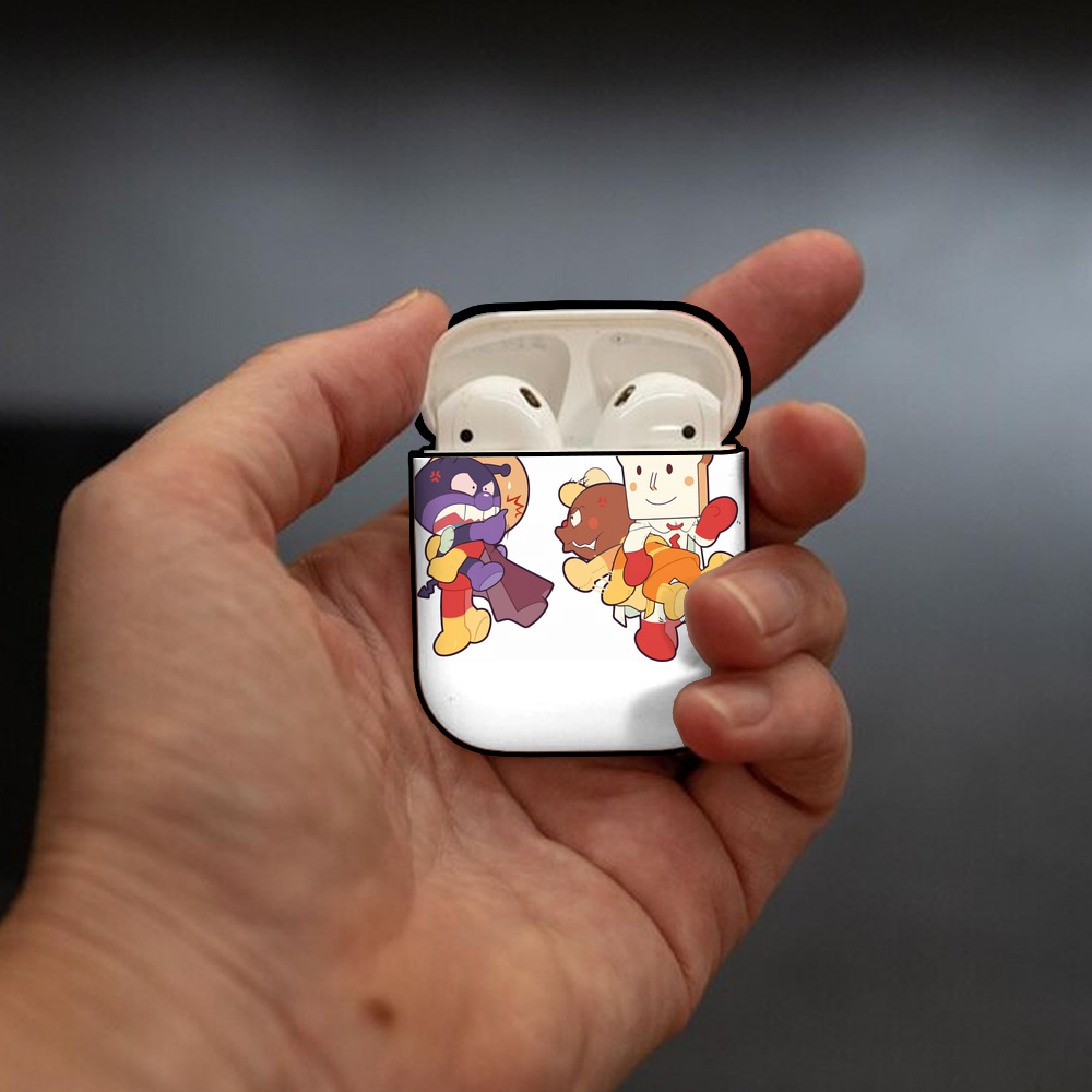 アンパンマン Anpanman AirPods 第2世代保護ケース ハードシェル ブラック 耐衝撃・防指紋・カラビナ付き