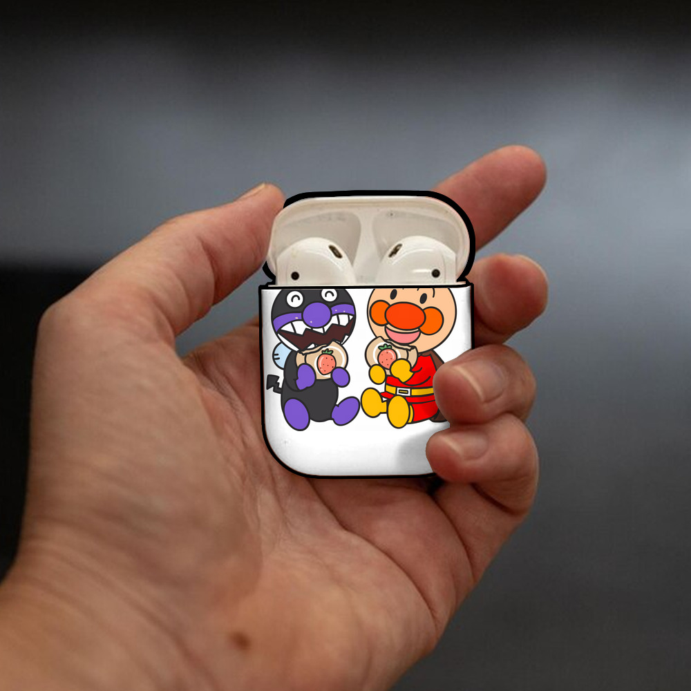 アンパンマン Anpanman AirPods 第2世代保護ケース ハードシェル ブラック 耐衝撃・防指紋・カラビナ付き