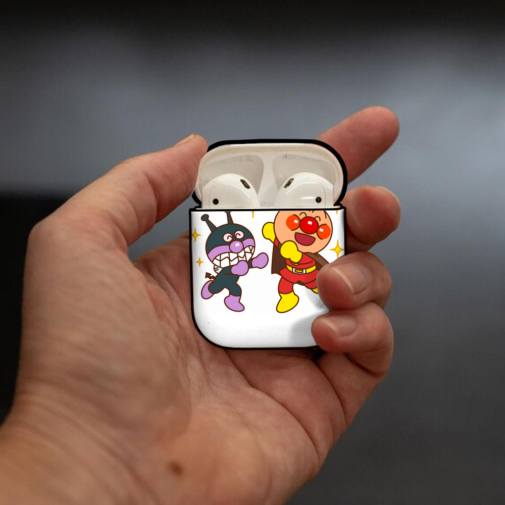 アンパンマン Anpanman AirPods 第2世代保護ケース ハードシェル ブラック 耐衝撃・防指紋・カラビナ付き
