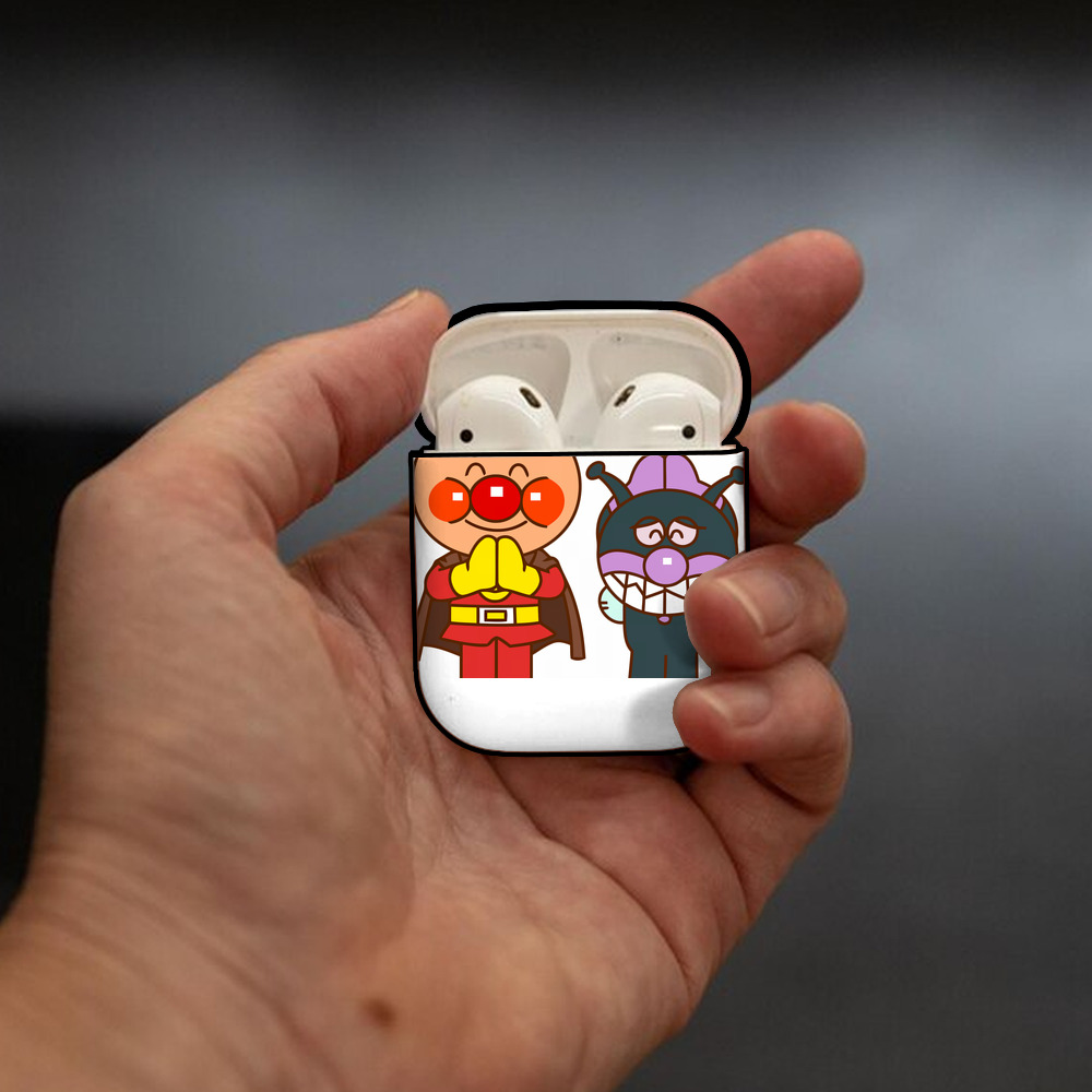アンパンマン Anpanman AirPods 第2世代保護ケース ハードシェル ブラック 耐衝撃・防指紋・カラビナ付き