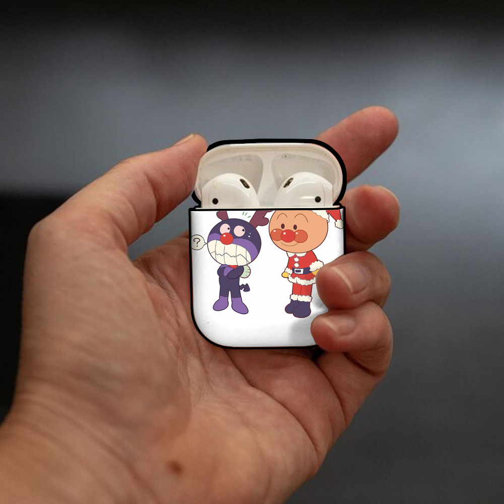 アンパンマン Anpanman AirPods 第2世代保護ケース ハードシェル ブラック 耐衝撃・防指紋・カラビナ付き