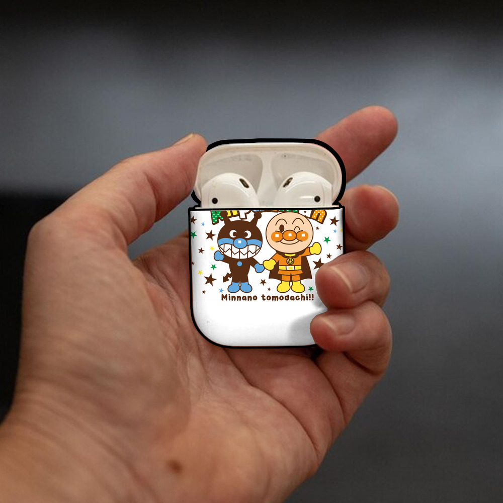アンパンマン Anpanman AirPods 第2世代保護ケース ハードシェル ブラック 耐衝撃・防指紋・カラビナ付き