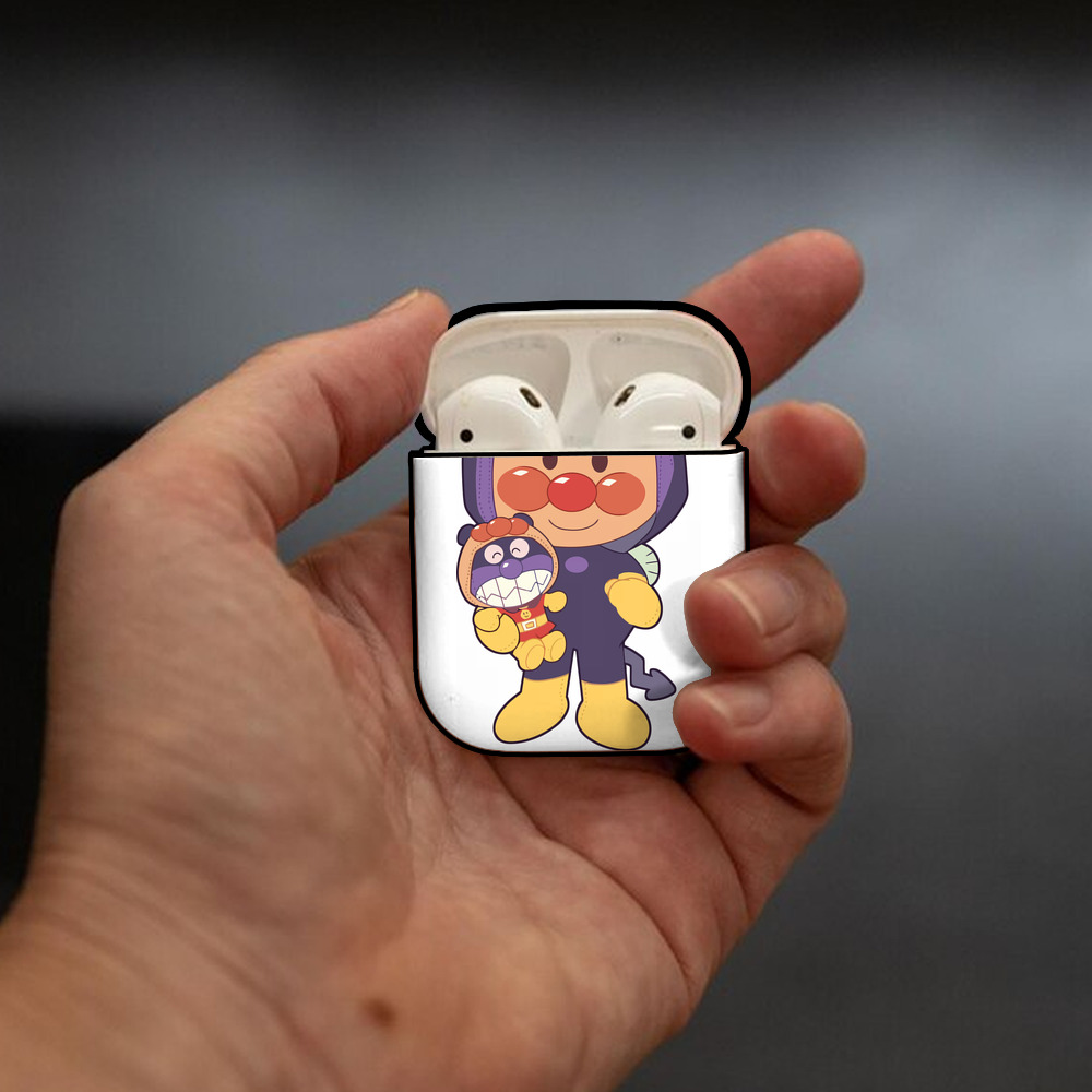 アンパンマン Anpanman AirPods 第2世代保護ケース ハードシェル ブラック 耐衝撃・防指紋・カラビナ付き