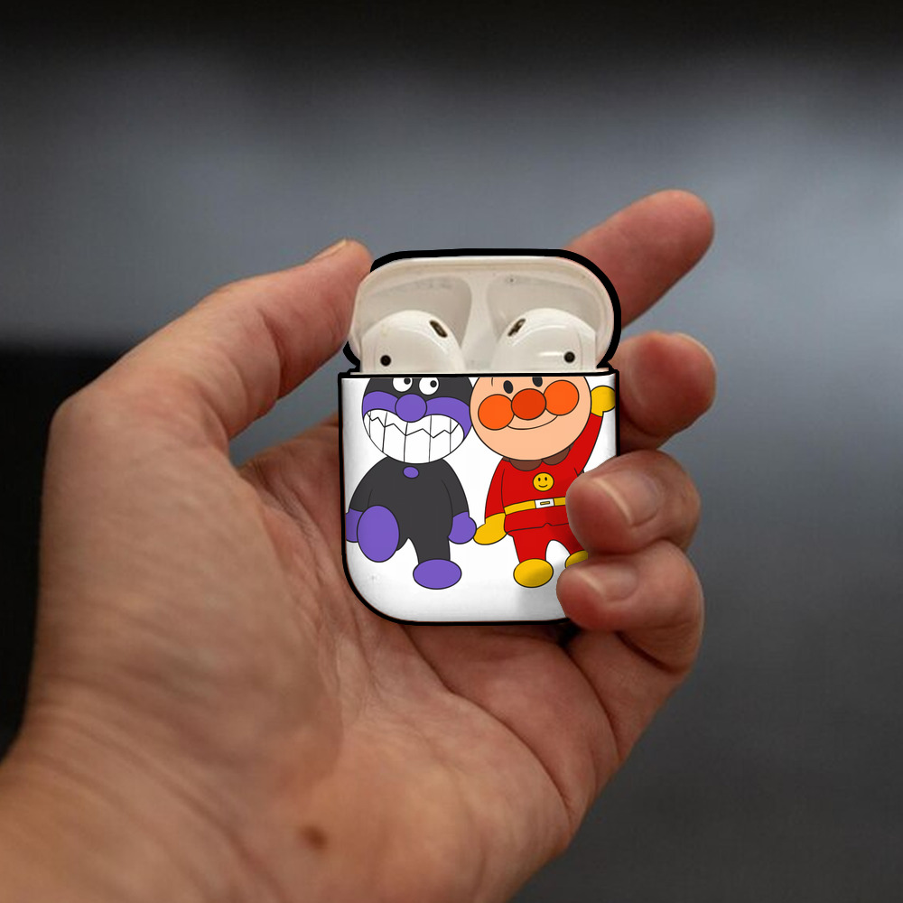 アンパンマン Anpanman AirPods 第2世代保護ケース ハードシェル ブラック 耐衝撃・防指紋・カラビナ付き